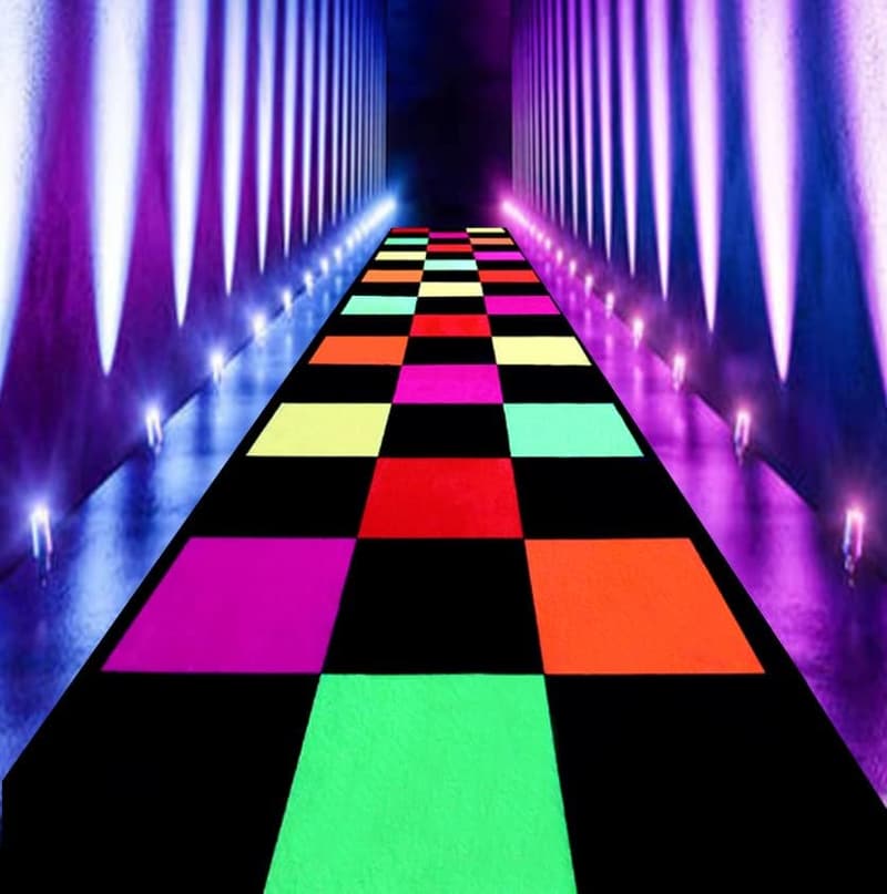 Colorful Glow-in-the-Dark Runner Rug for 80s Birthday Party