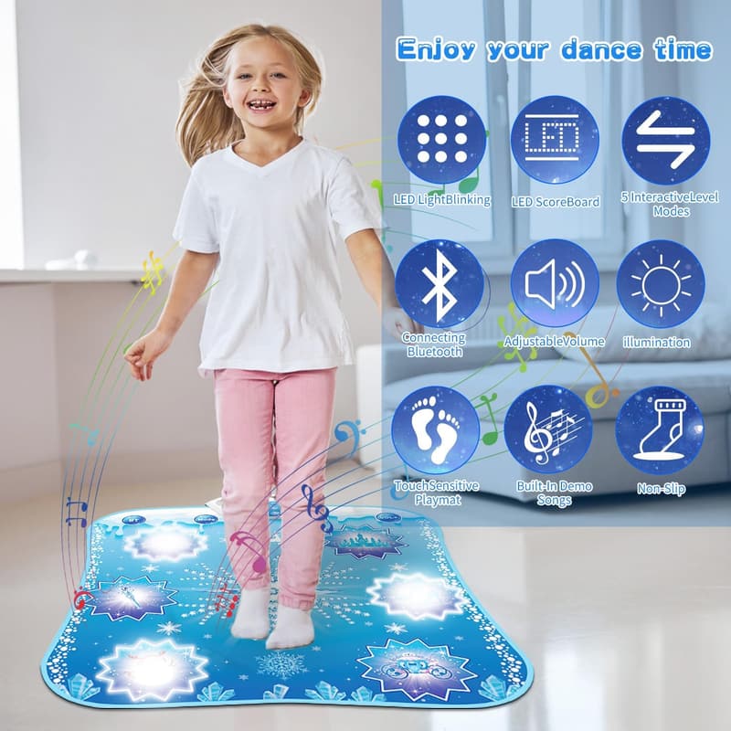 Bluetooth Dance Mat for Kids - LED Musical Dance Floor Gift
