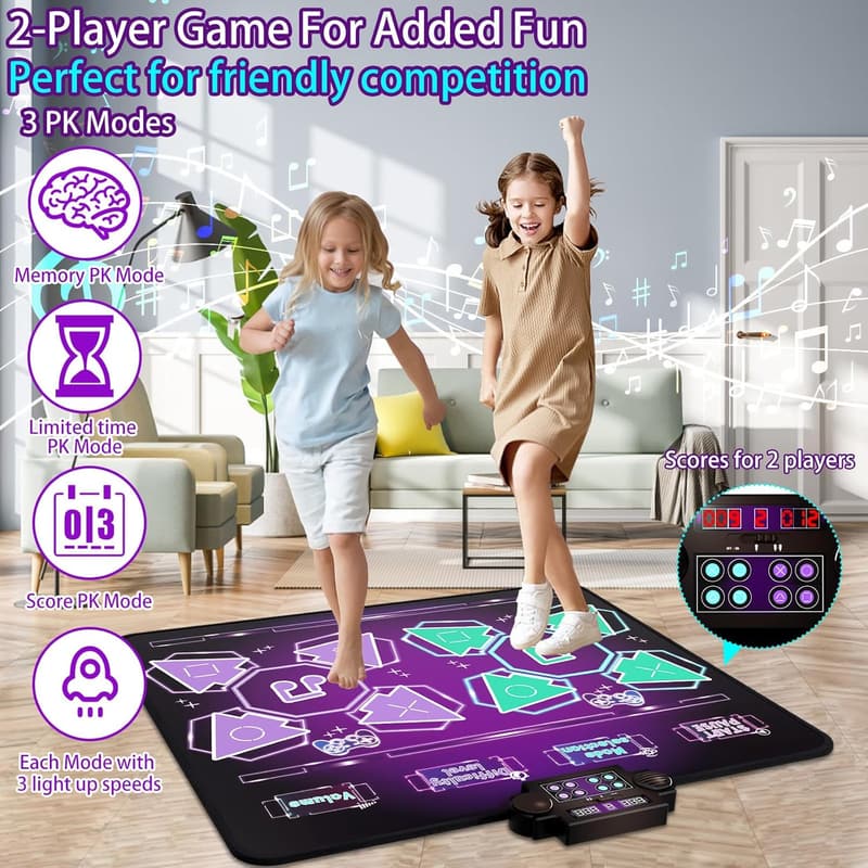 Kids Dance Mat - 2-Player Electronic Pad for Toddlers