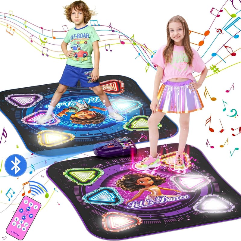 2025 Light-Up 2-Player Dance Mat with Bluetooth – Birthday Gift for Kids
