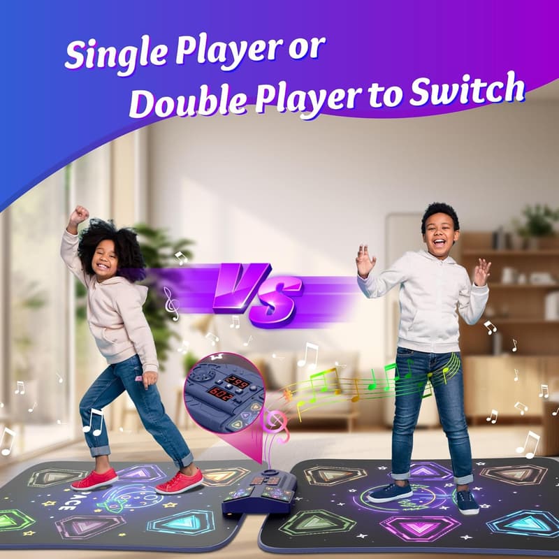 Light-Up Dance Mat Toy for Kids Ages 3-12 with Bluetooth