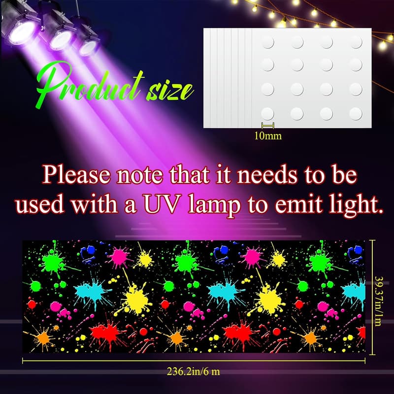 Neon Light-Up Dance Floor Rug for Parties - 236x39 Inch