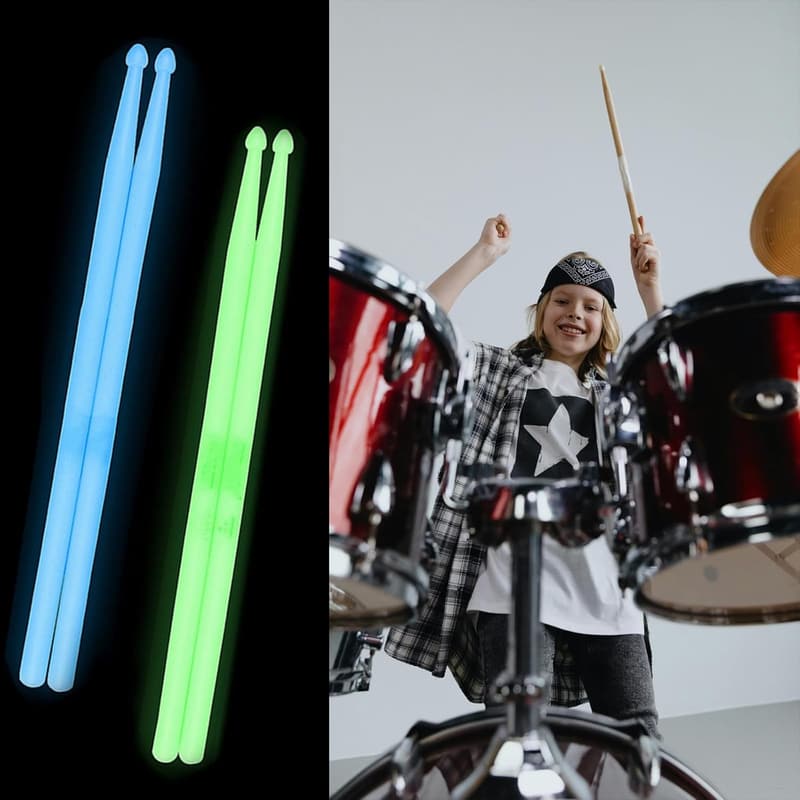 Luminous 5A Drumsticks - Glow in the Dark Drum Accessories