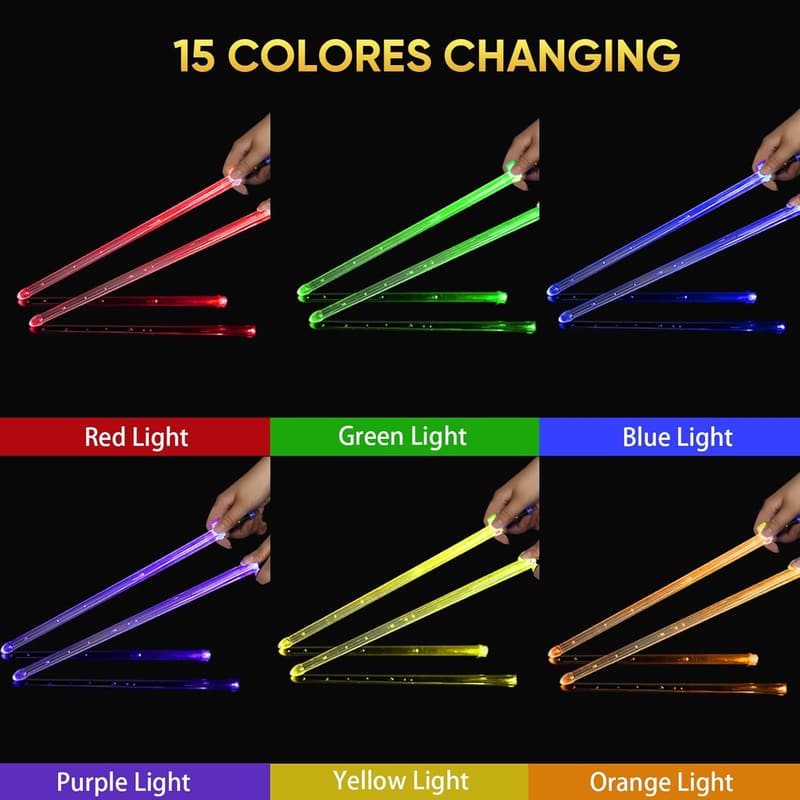 Personalized Rechargeable LED Drumsticks for Kids & Adults