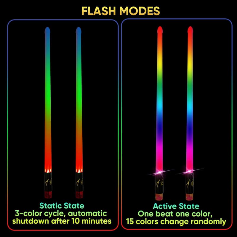 Personalized Rechargeable LED Drumsticks for Kids & Adults