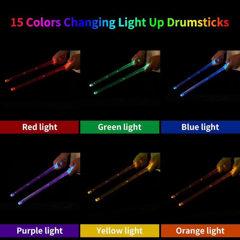 Glow-in-the-Dark LED Drumsticks with Storage Bag - Personalized Gifts