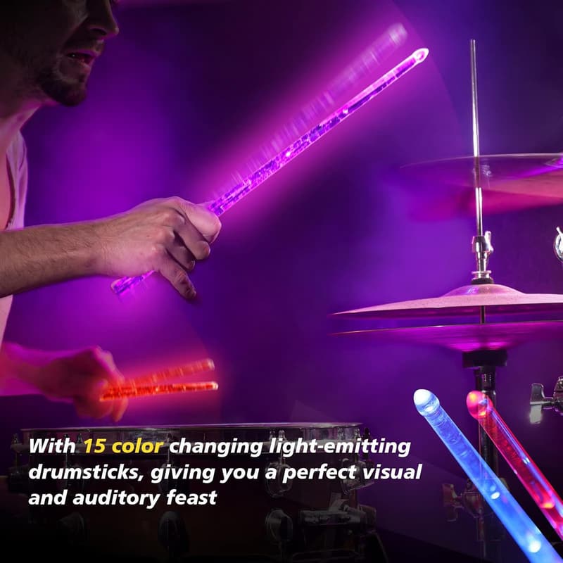 Color Changing Light Up Drumsticks for Kids - Personalized 5A Pair
