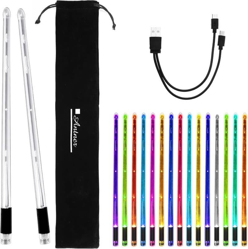Glow-in-the-Dark LED Drumsticks with Storage Bag for Drummers