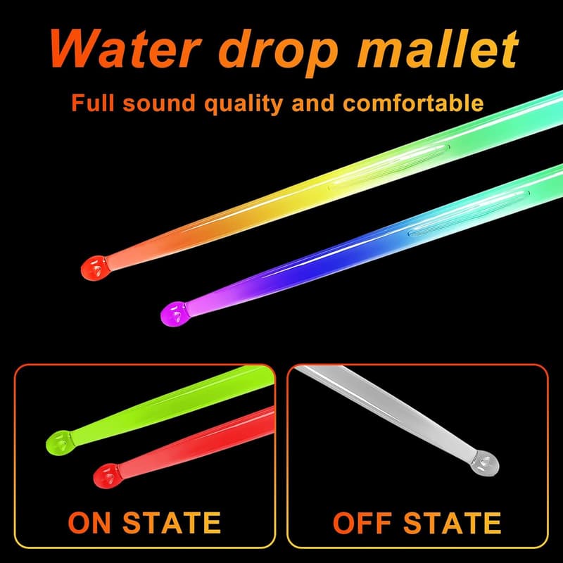 LED Light-Up Drumsticks - 21 Colors & 3 Modes for Drummers