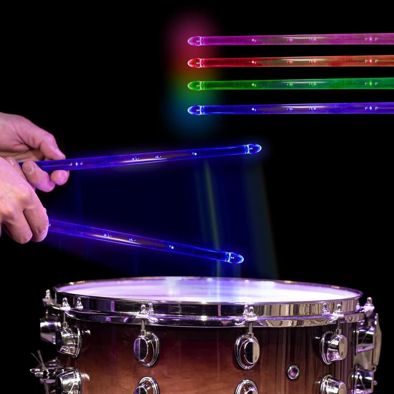 Rechargeable LED Light-Up Drumsticks - 15 Colors, Durable Design