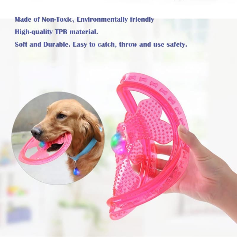 LED-Illuminated Flying Disc Toy for Dogs, Blue
