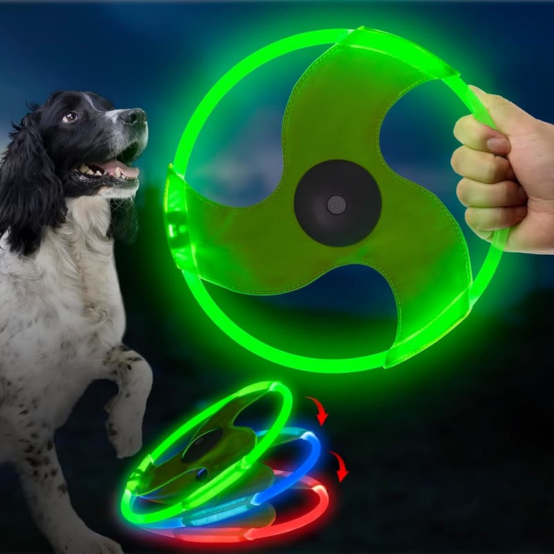 Rechargeable LED Dog Flying Disc – Glow-in-the-Dark Pet Toy