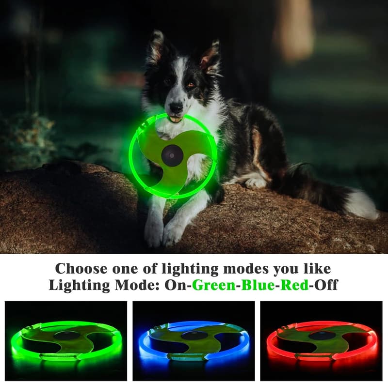 Rechargeable LED Dog Flying Disc – Glow-in-the-Dark Pet Toy