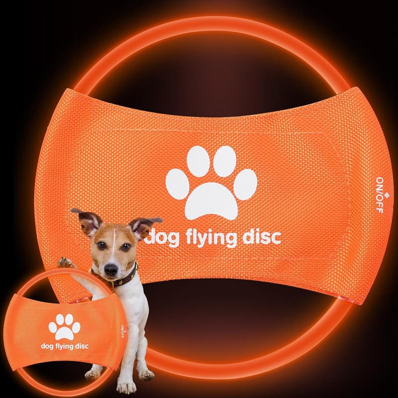LED Light Up Flying Disc for Dogs - Waterproof, Rechargeable, 3 Modes