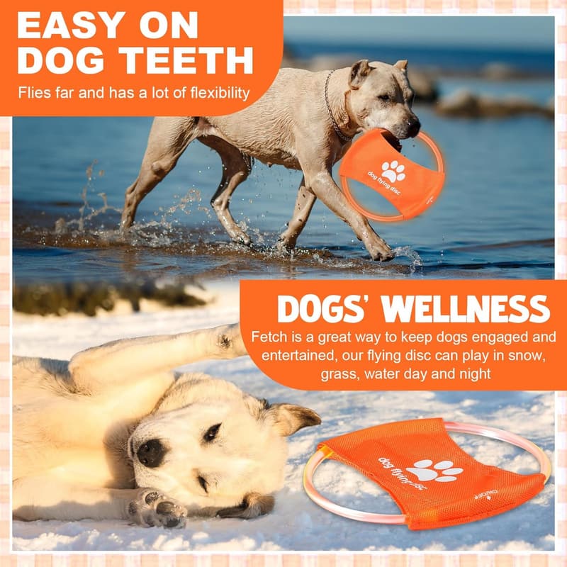 LED Light Up Flying Disc for Dogs - Waterproof, Rechargeable, 3 Modes