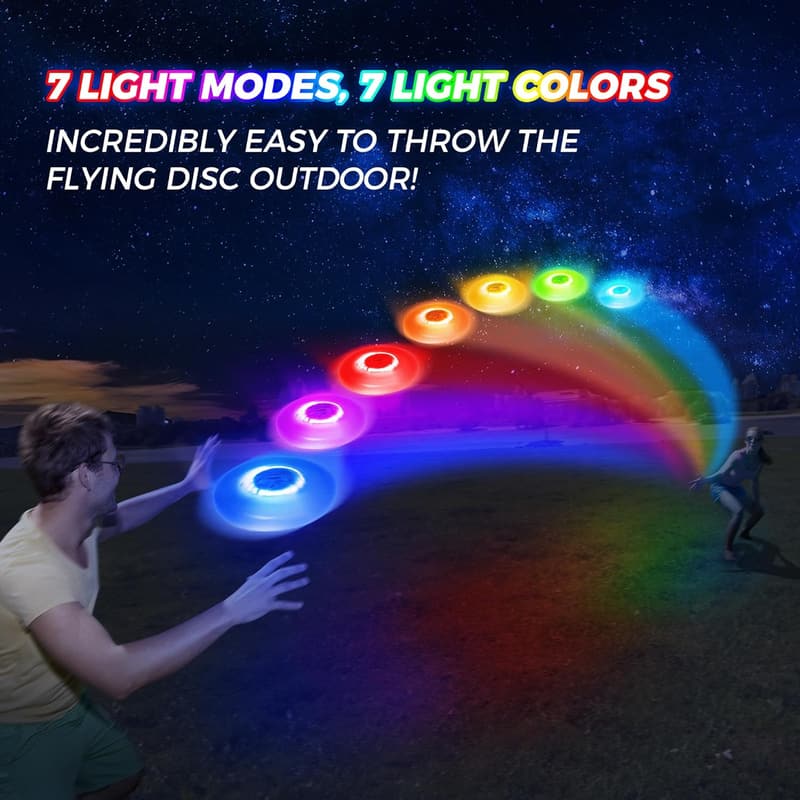 LED Glow Flying Disc - 7 Modes, Waterproof - Perfect for Birthdays