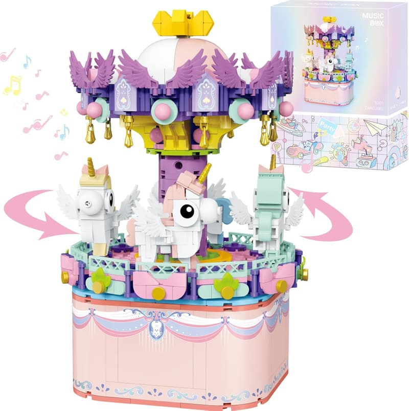 STEM Music Box Carousel Building Set for Ages 6-12, 874 Pcs