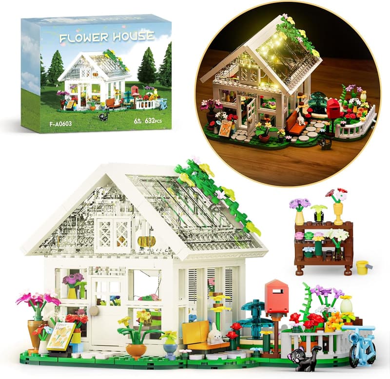 Flower Shop Building Set with LED Lights for Girls 6+