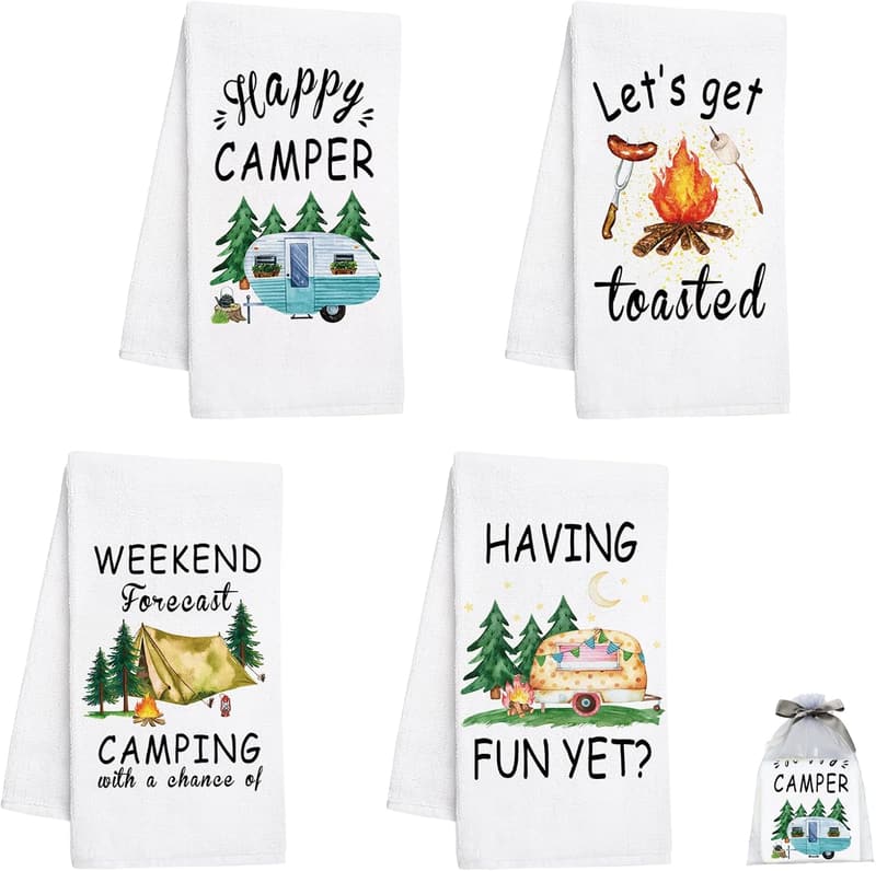 Happy Camper Hand Towels for RVs & Housewarming Gifts