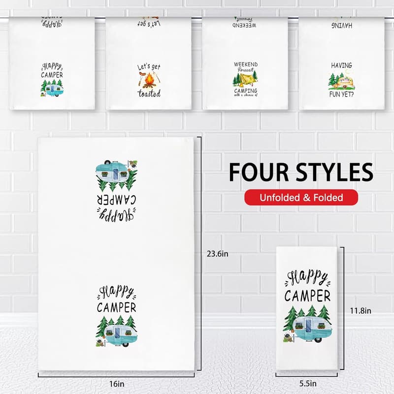 Happy Camper Hand Towels for RVs & Housewarming Gifts