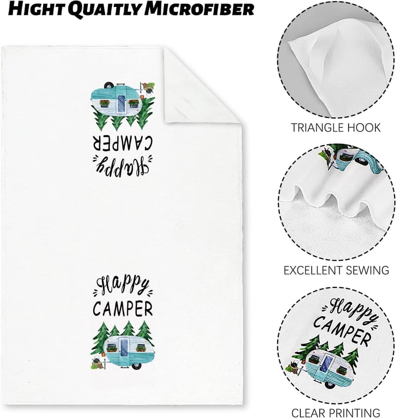 Happy Camper Hand Towels for RVs & Housewarming Gifts