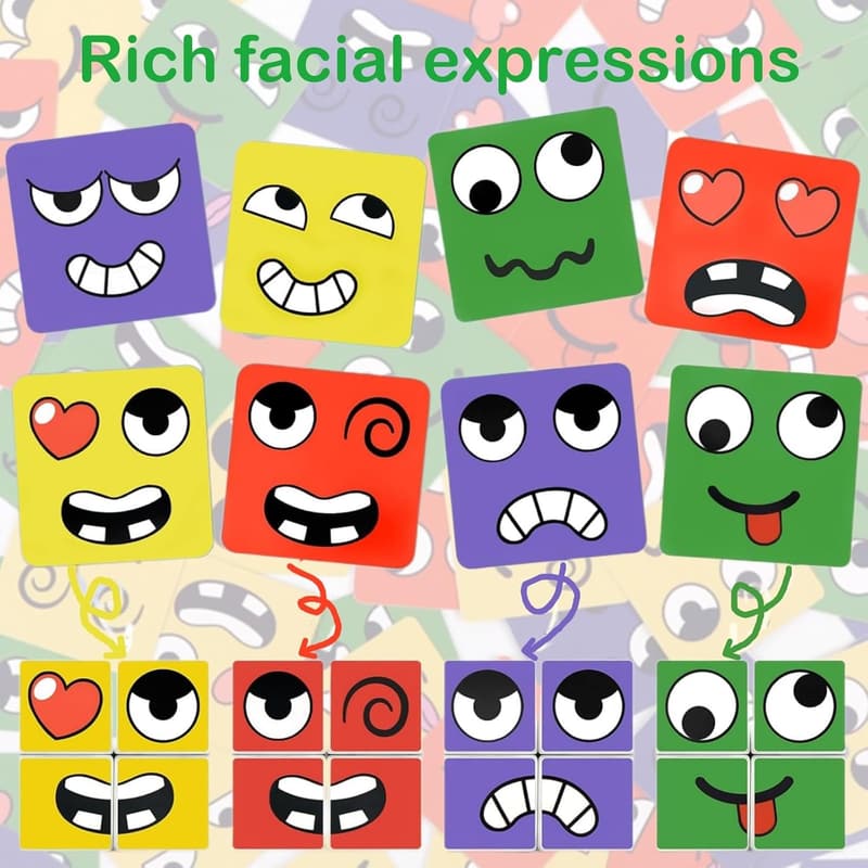 Face Changing Magic Cube Game - Expression Matching Puzzle Toy