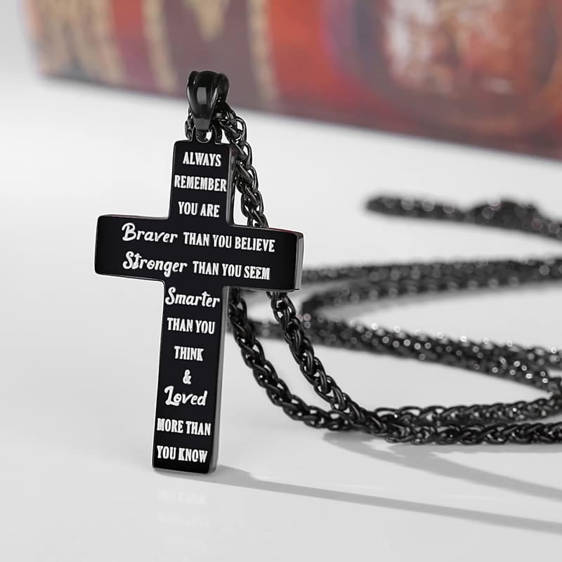 American Flag Cross Necklace for Men - Gift for Birthday/Graduation
