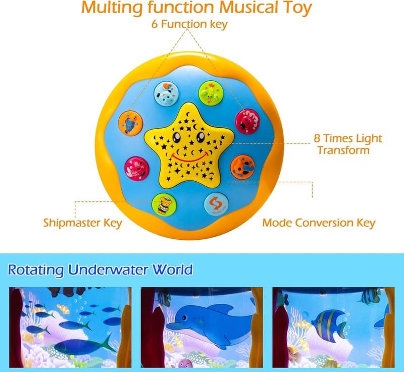 Musical Ocean Projector Tummy Time Toy for Infants