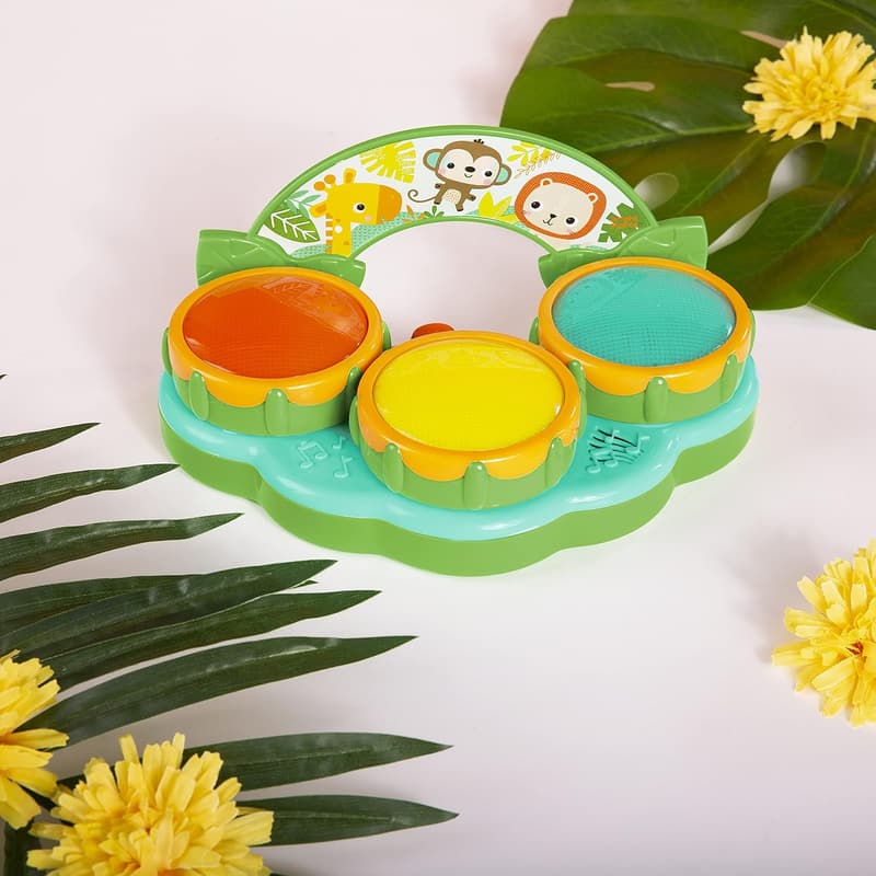 Bright Starts Safari Beats Musical Drum Toy for Ages 3+