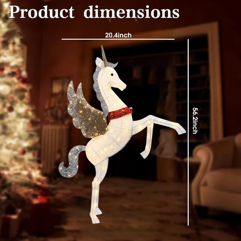 Large Lighted Outdoor Unicorn Decoration with 140 LED Lights