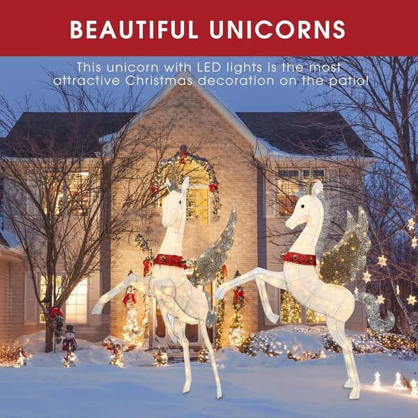 Large Lighted Outdoor Unicorn Decoration with 140 LED Lights