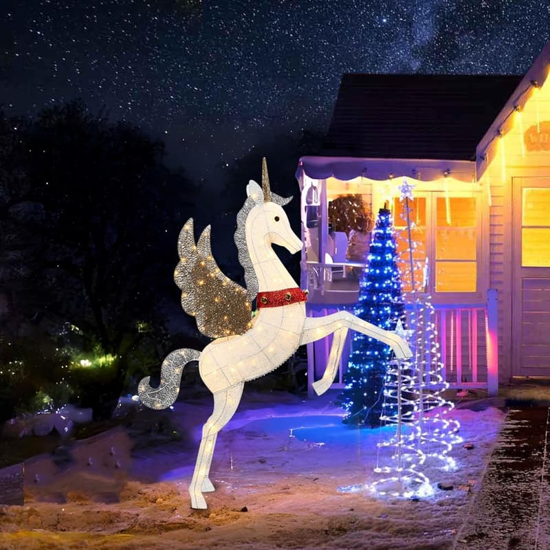 Easter Lighted Unicorn 3D Outdoor Decoration with 140 LED Lights