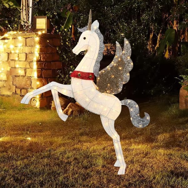 Light-Up Unicorn Easter Decoration - 4.7FT Weatherproof 3D Design