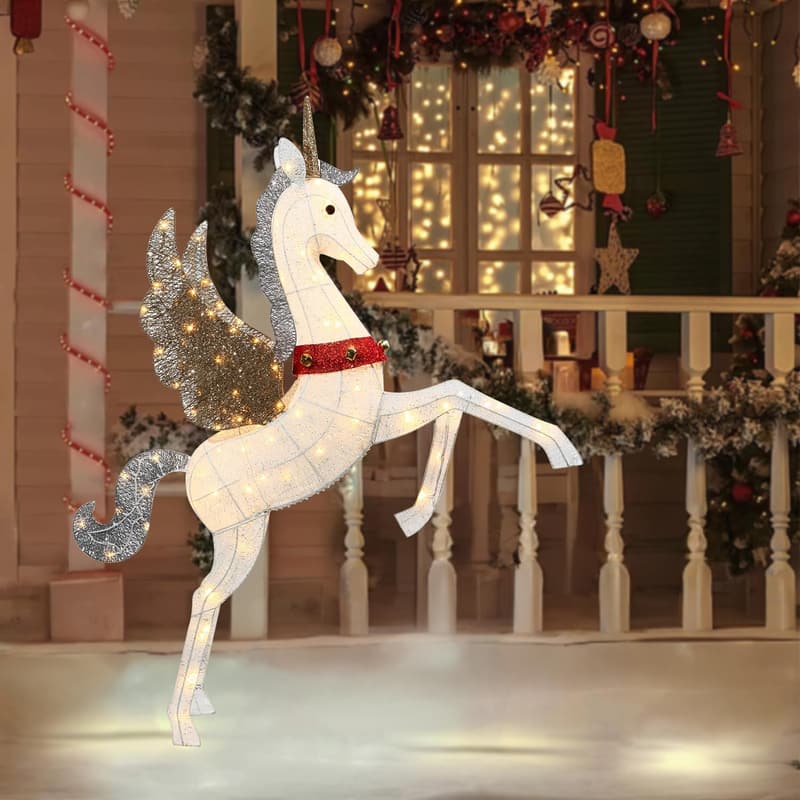 Light-Up Unicorn Easter Decoration - 4.7FT Weatherproof 3D Design