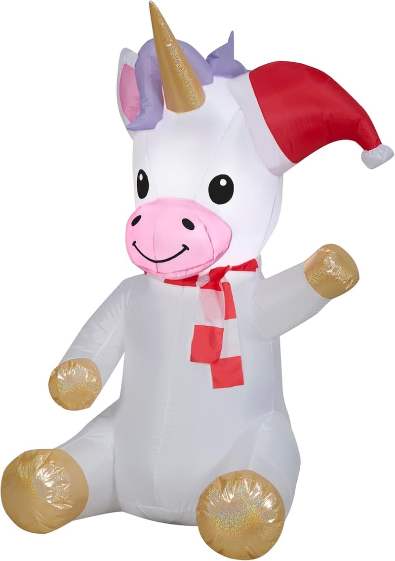 Christmas Inflatable Unicorn, 4.5 ft, Colorful Design
