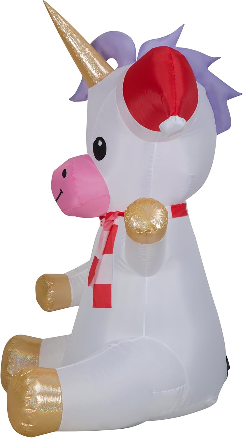 Christmas Inflatable Unicorn, 4.5 ft, Colorful Design