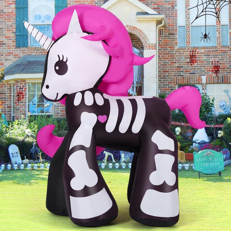Halloween Unicorn Inflatable Yard Decoration with LEDs - 5.2 FT
