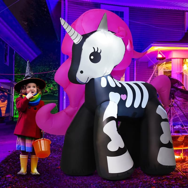 Halloween Unicorn Inflatable Yard Decoration with LEDs - 5.2 FT