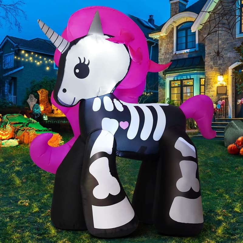 Halloween Unicorn Inflatable Yard Decoration with LEDs - 5.2 FT