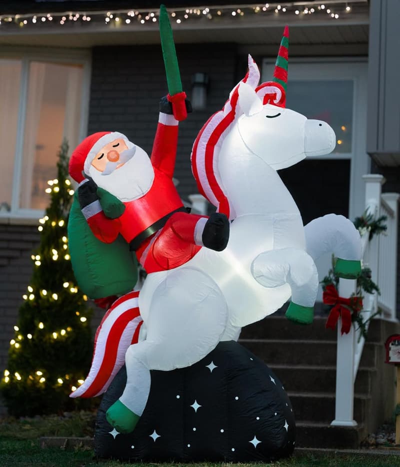 Light-Up Inflatable Santa Unicorn Lawn Decoration
