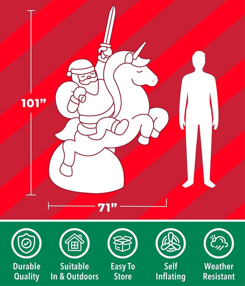 Light-Up Inflatable Santa Unicorn Lawn Decoration