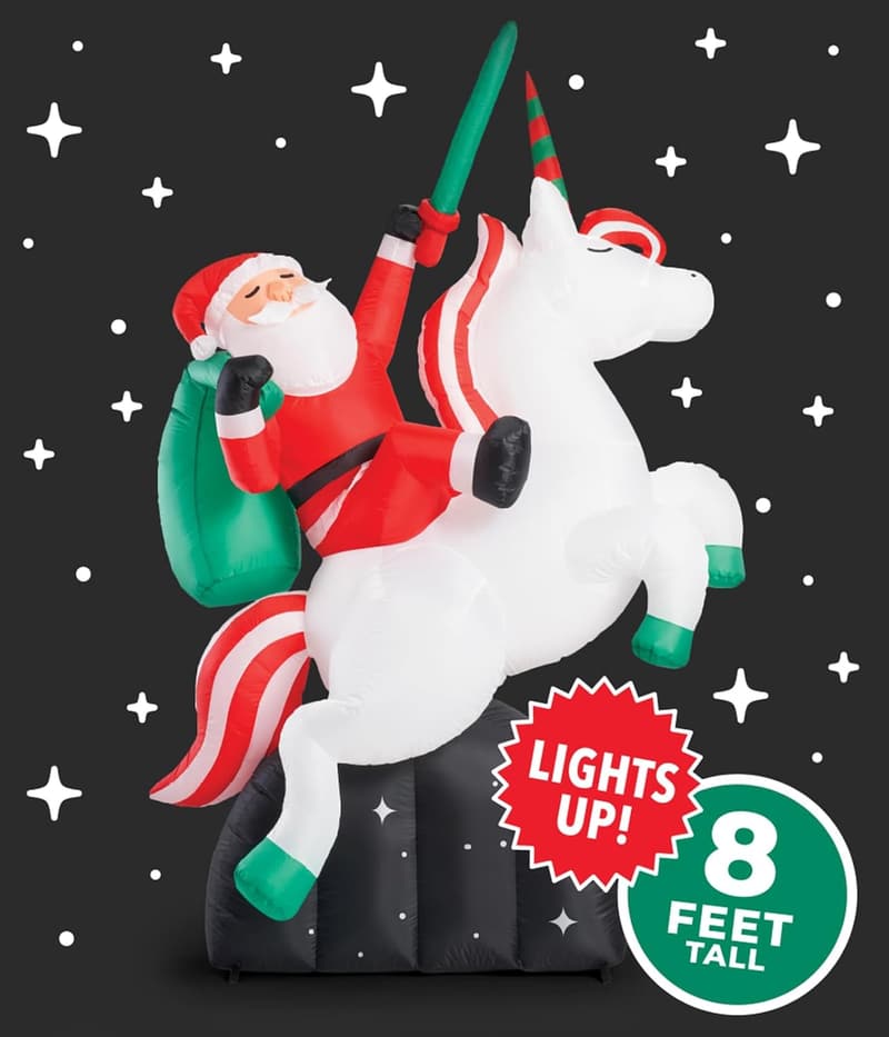 Light-Up Inflatable Santa Unicorn Lawn Decoration