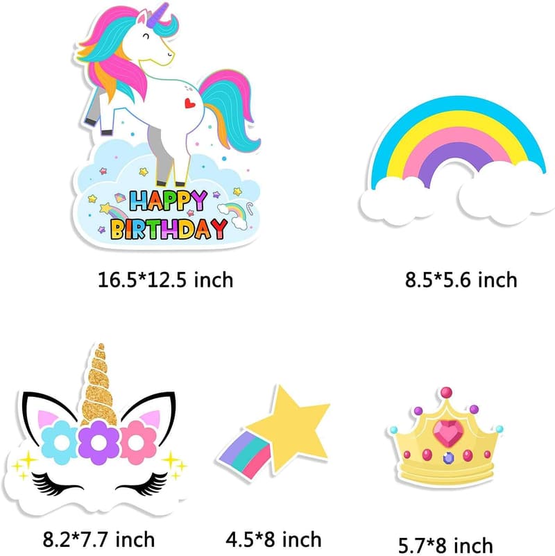 Unicorn Birthday Lawn Signs - 5PCS Outdoor Decorations