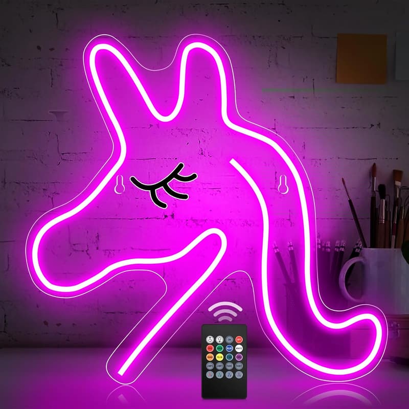 Unicorn LED Neon Sign with Remote - Colorful Wall Decor