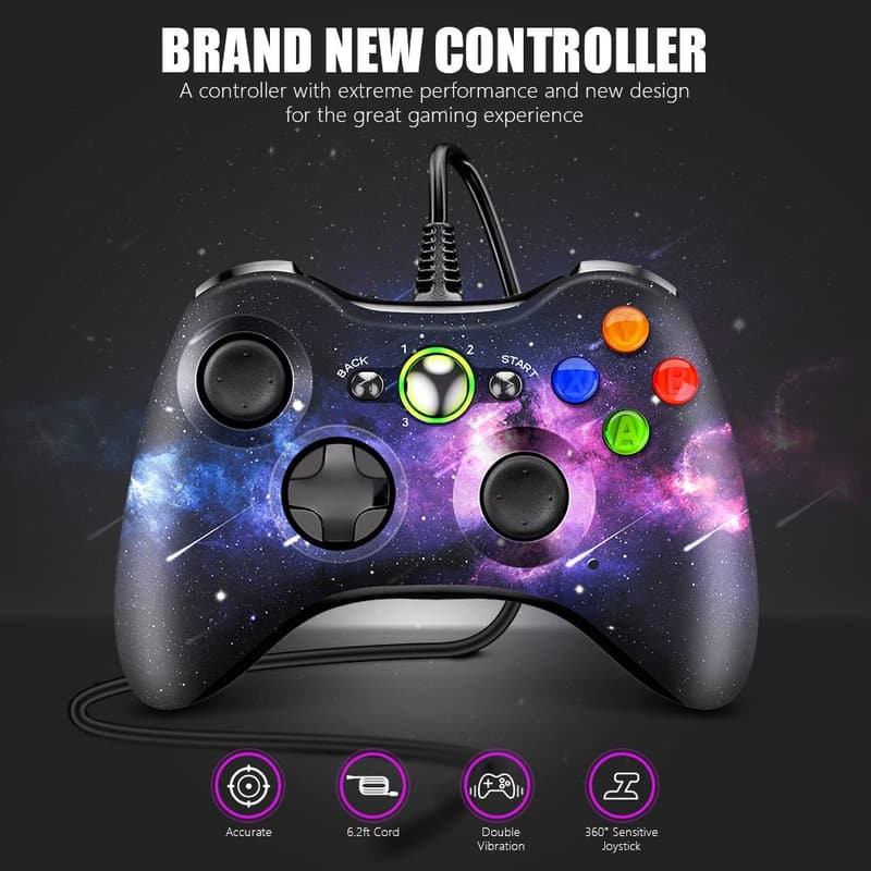 Wired PC Game Controller for Xbox 360 & Steam PC