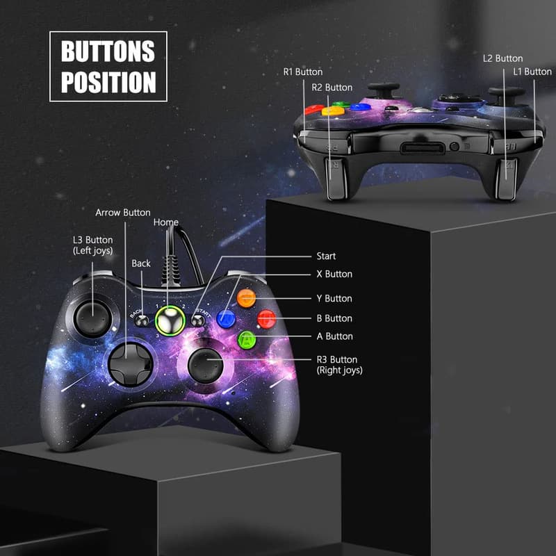 Wired PC Game Controller for Xbox 360 & Steam PC