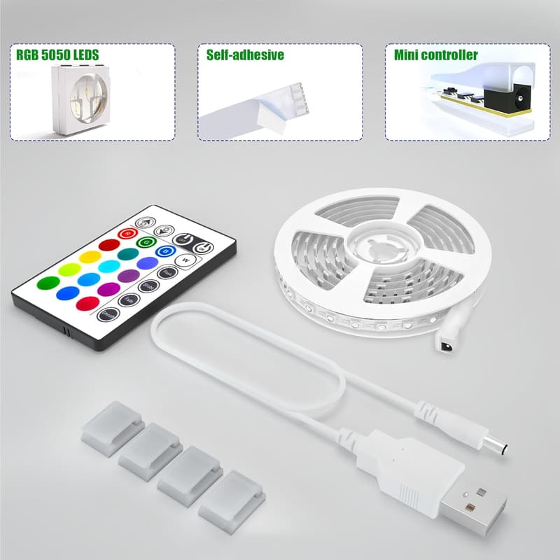 USB-Powered RGB LED Backlight Strip for 40-60