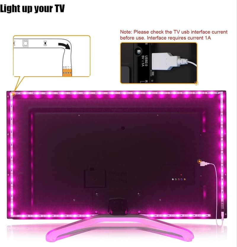USB-Powered RGB LED Backlight Strip for 40-60