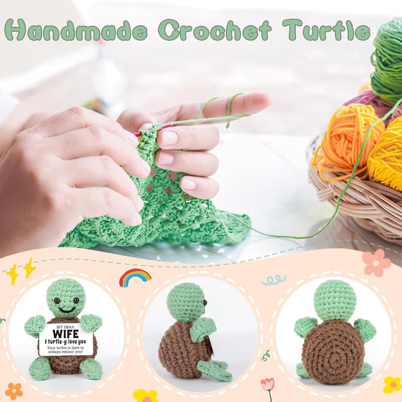 Handmade Emotional Crochet Turtle for Wife - Mother's Day Gift