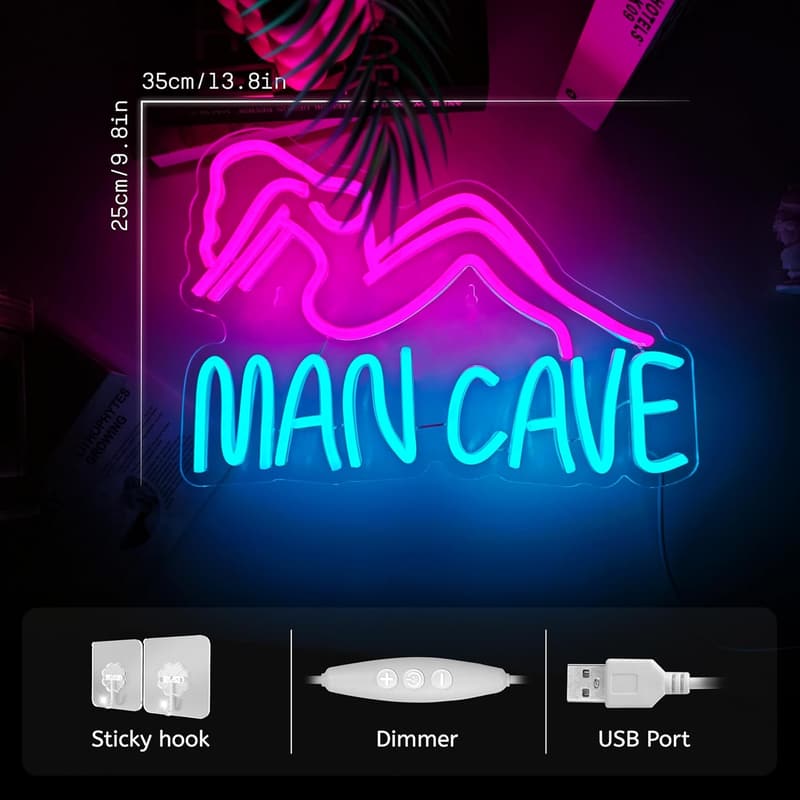 USB Powered Dimmable LED Neon Sign for Man Cave Decor